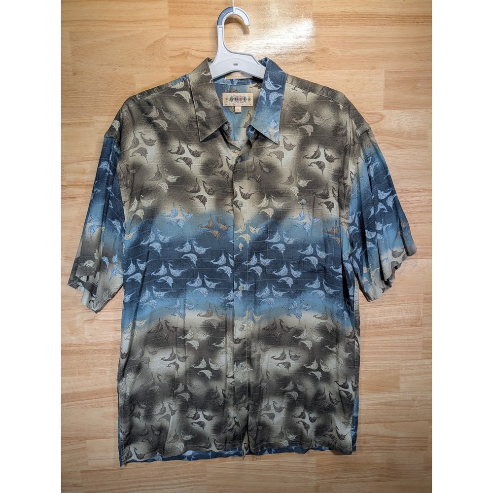 Campia Moda Men's M Shirt Blue Tan Marlin Fish Pattern